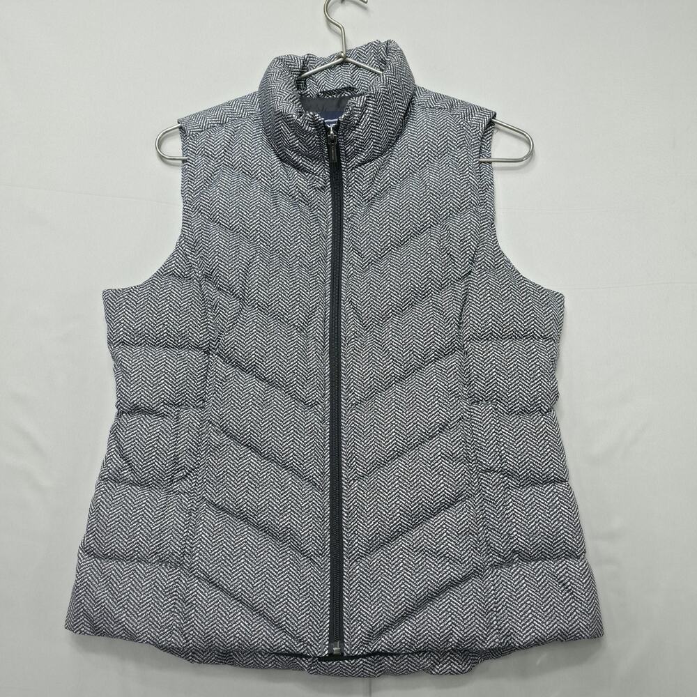 Lands End Womens Down Puffer Vest Small Herringbone Quilted Lightweight Outdoors